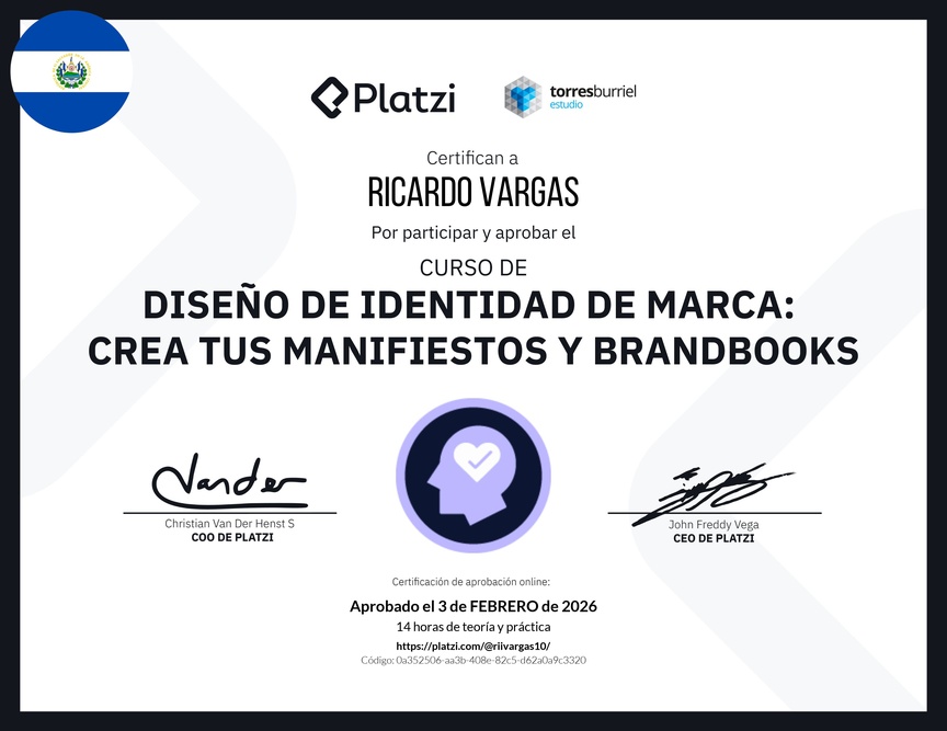 Diploma del Curso de Diseño de Identidad de Marca: Crea tus Manifiestos y Brandbooks