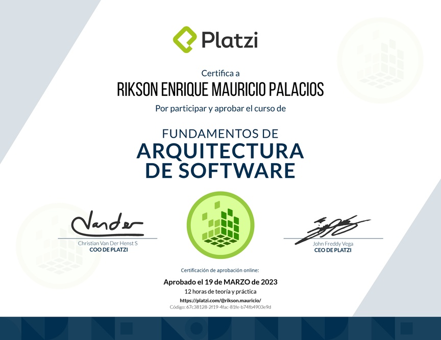 Diploma de Fundamentos de Arquitectura de Software (2018)