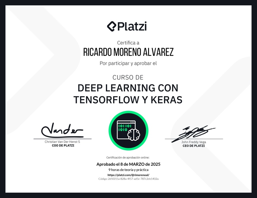 Diploma del Curso de Deep Learning con TensorFlow y Keras