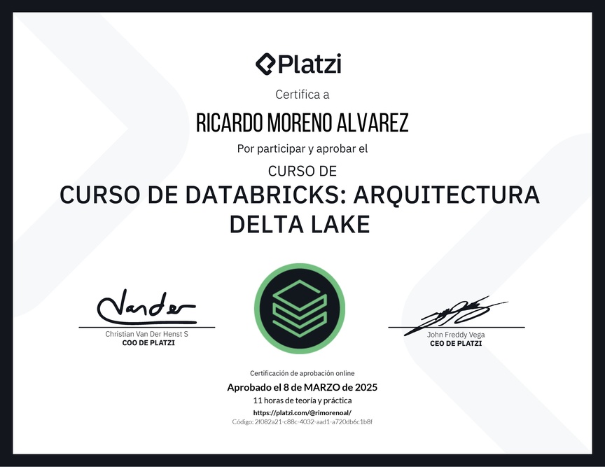 Diploma del Curso de Databricks: Arquitectura Delta Lake