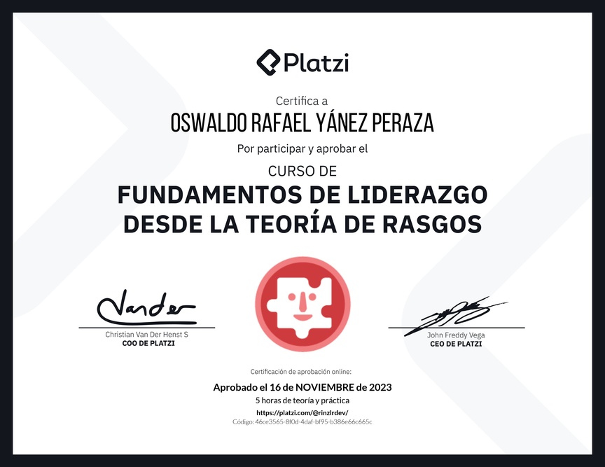 Diploma del Curso de Fundamentos de Liderazgo: Reconoce las Características de un Líder