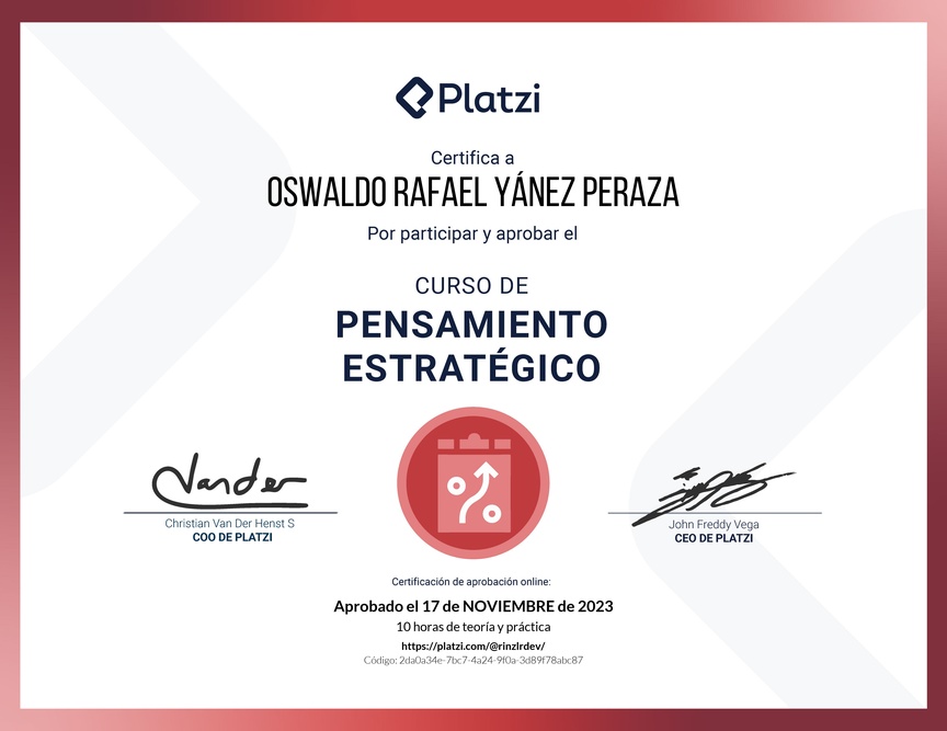 Diploma del Curso de Pensamiento Estratégico