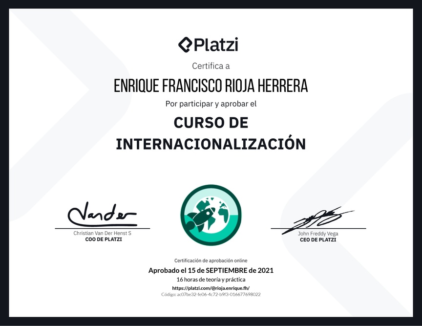 Diploma del Curso de Internacionalización