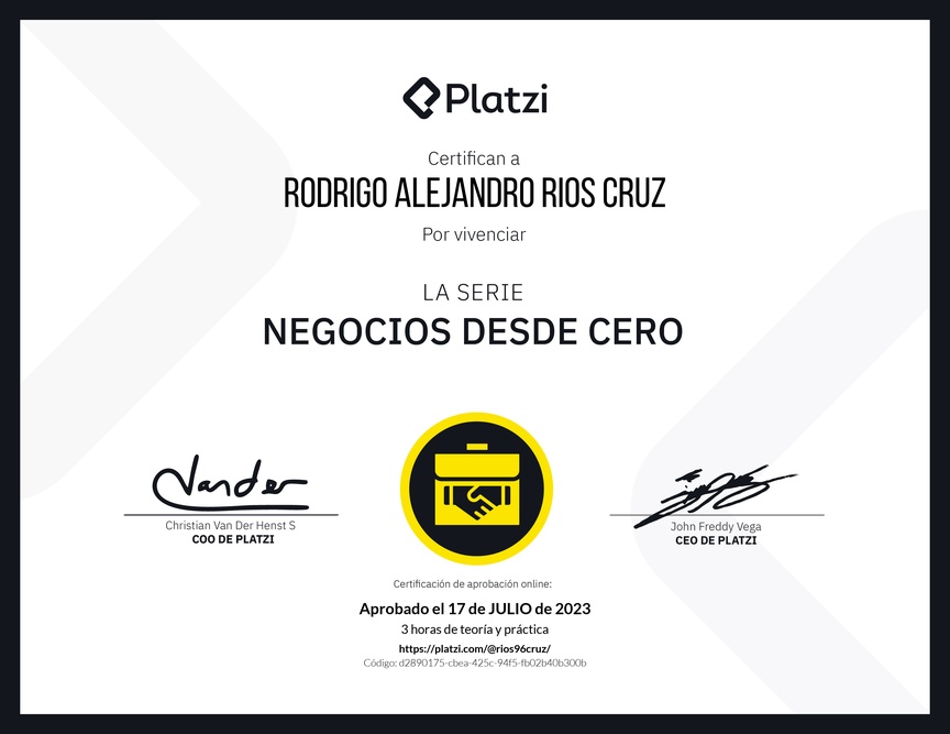 Diploma del Curso de historias de éxito empresarial