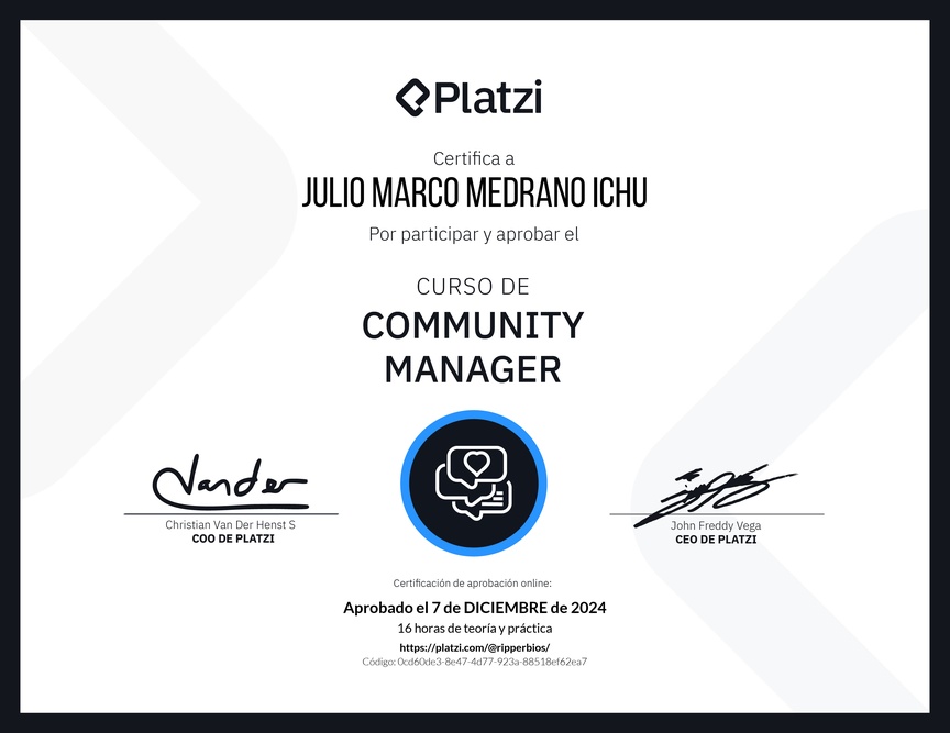 Diploma del Curso de Community Manager