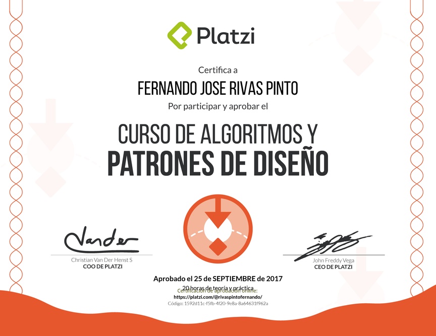 Diploma del Curso de Patrones de Diseño de Software 2016