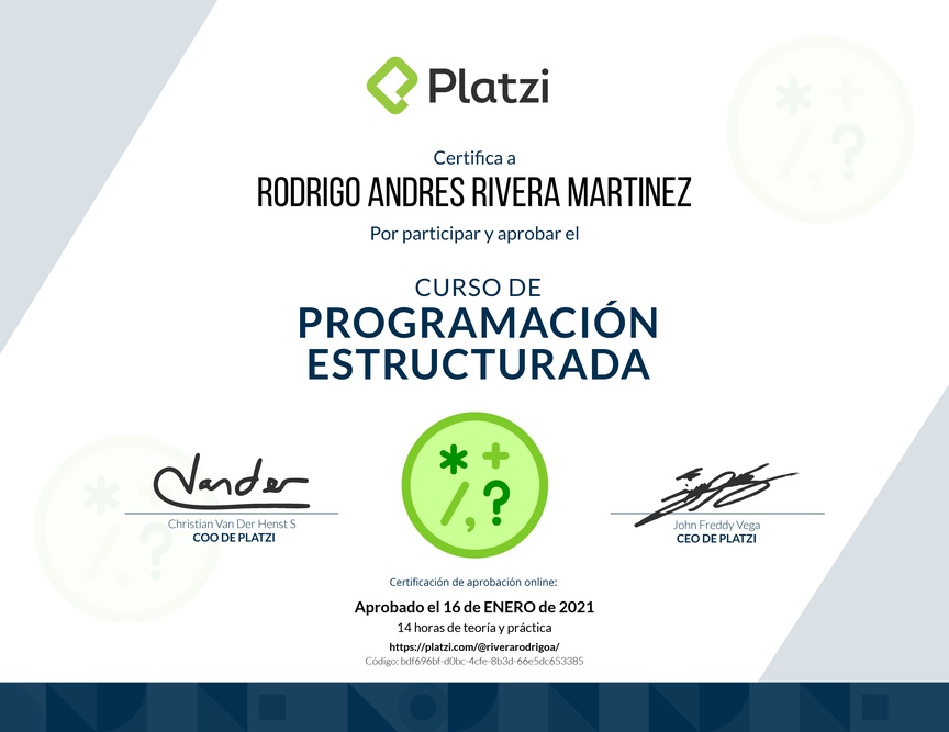 Diploma del Curso de Programación Estructurada