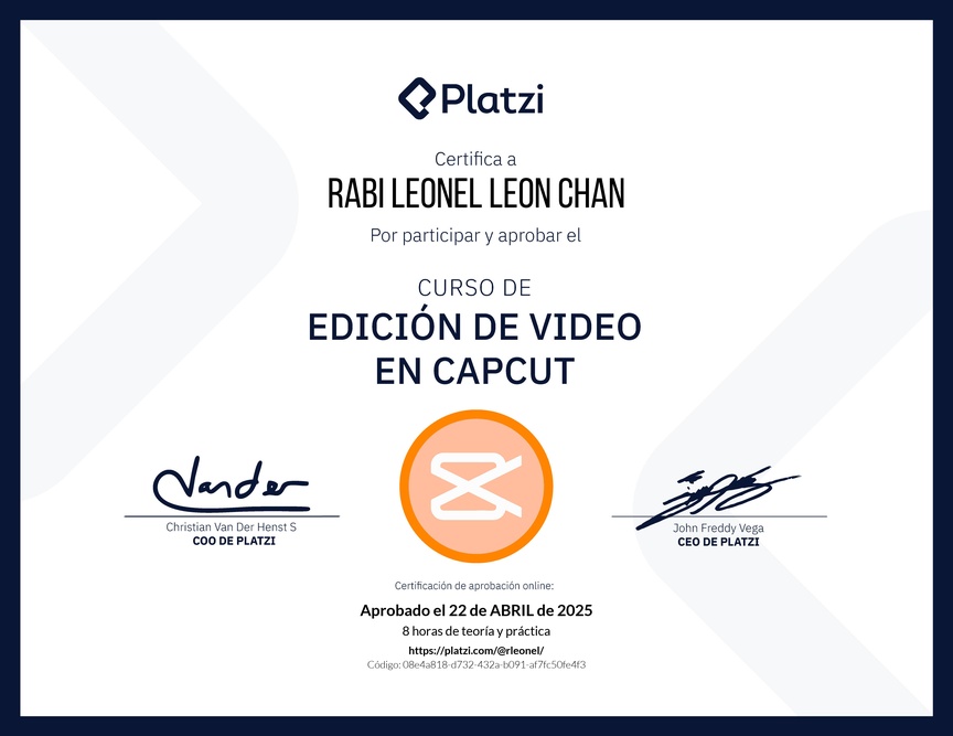 Diploma del Curso de Edición de Video con Capcut
