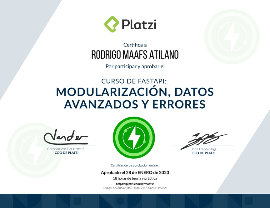 Diploma del Curso de FastAPI: Modularización, Datos y Errores