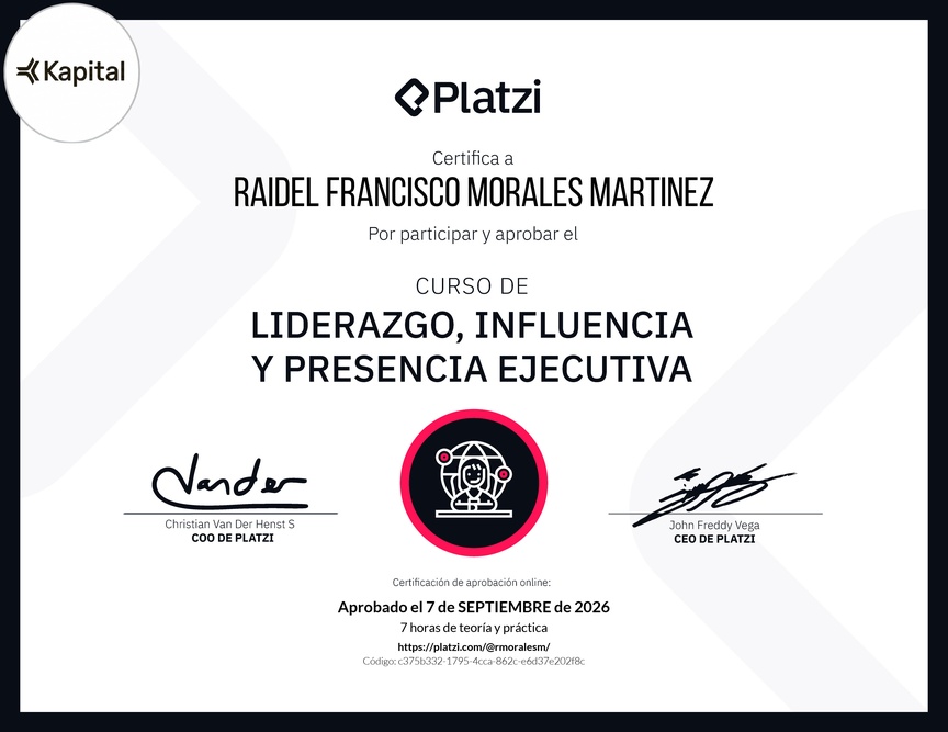 Diploma del Curso de Liderazgo, Influencia y Presencia Ejecutiva