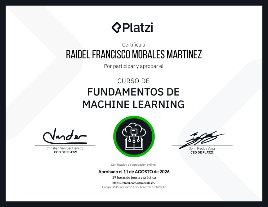 Diploma del Curso de Fundamentos de Machine Learning