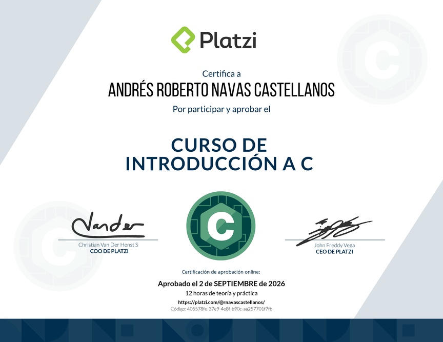 Diploma del Curso de Introducción a C