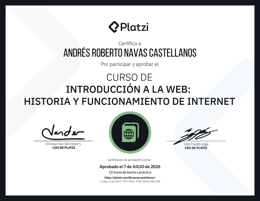 Diploma del Curso de Introducción a la Web: Historia y Funcionamiento de Internet