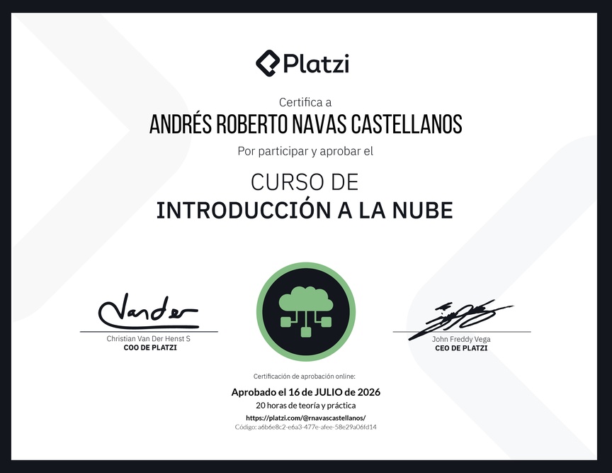 Diploma del Curso de Introducción a la Nube