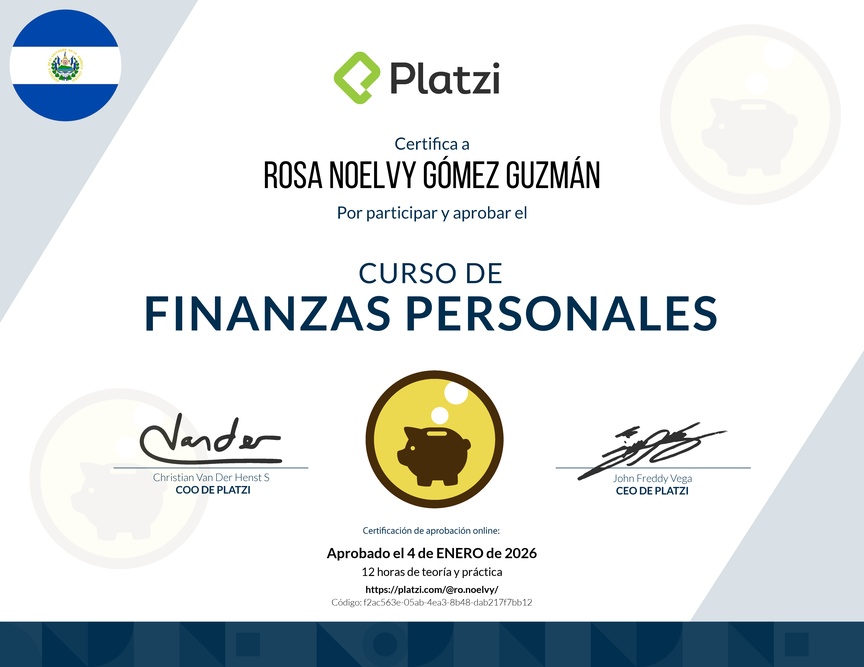 Diploma del Curso de Educación Financiera y Finanzas Personales