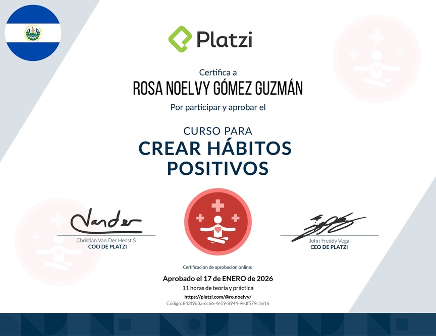 Diploma del Curso para Crear Hábitos Positivos
