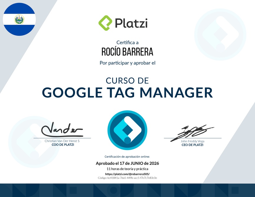 Diploma del Curso de Introducción a Google Tag Manager 📃