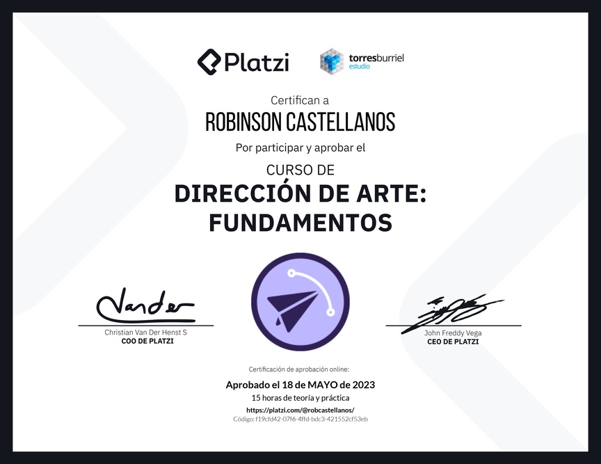 Diploma del Curso de Dirección de Arte: Fundamentos