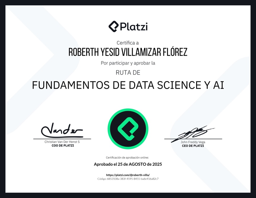 Diploma de la Ruta de Aprendizaje de Fundamentos de Data Science y AI