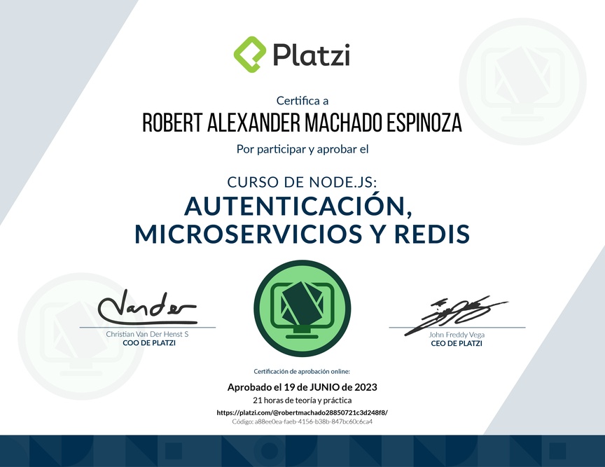 Diploma del Curso de Node.js: Autenticación, Microservicios y Redis