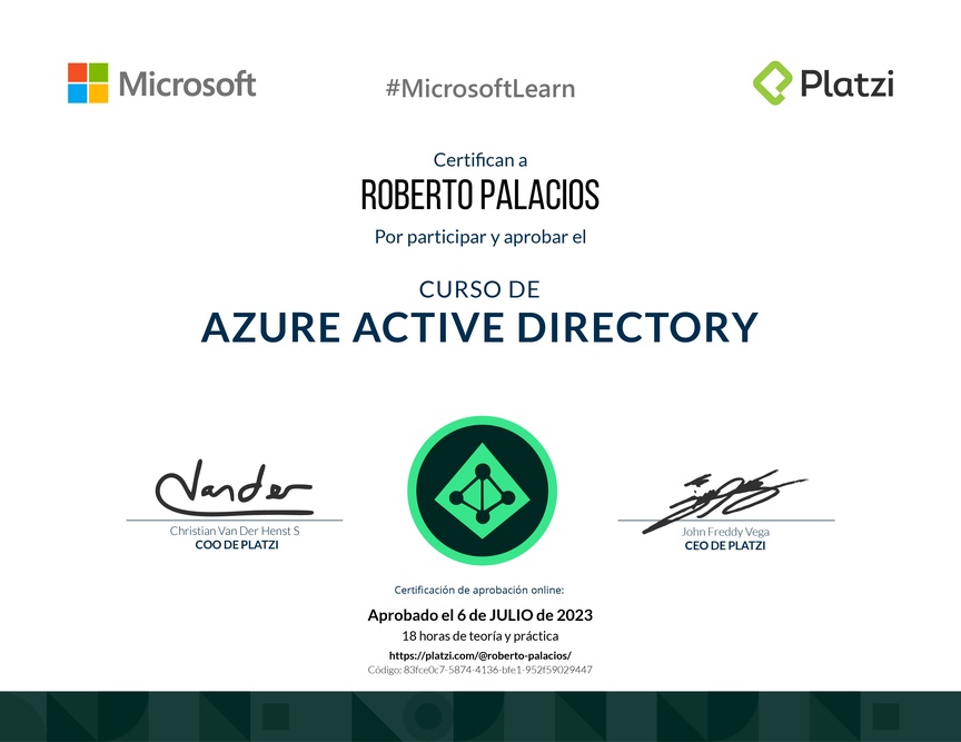 Diploma del Curso de Azure Active Directory
