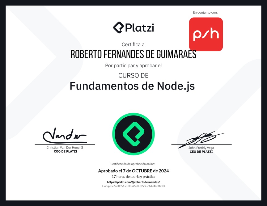 Diploma del Curso de Fundamentos de Node.js