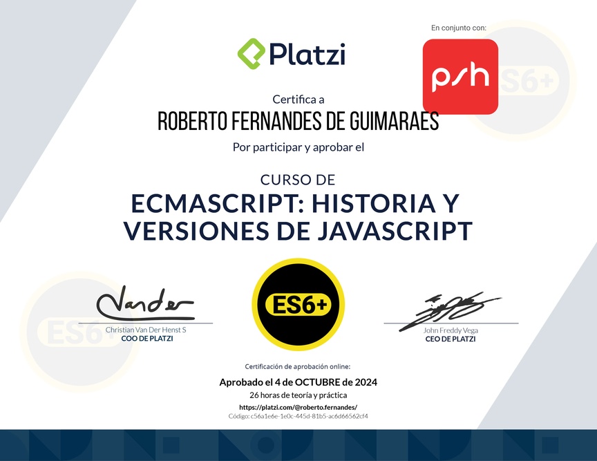 Diploma del Curso de ECMAScript: Historia y Versiones de JavaScript