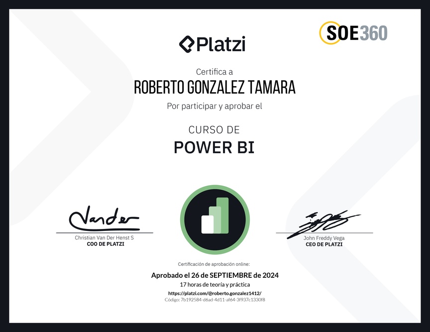Diploma del Curso de Power BI