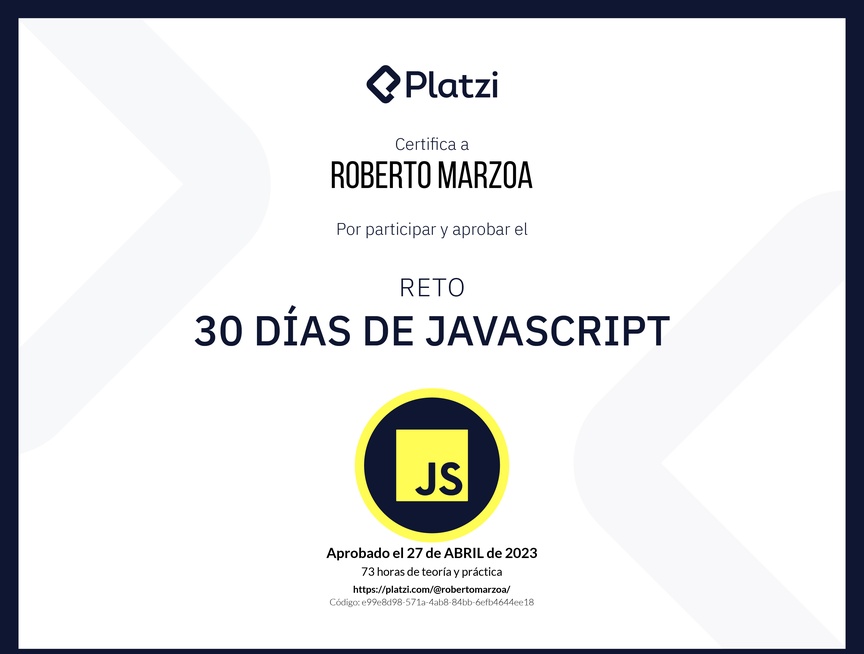 Diploma de 30 días de JavaScript