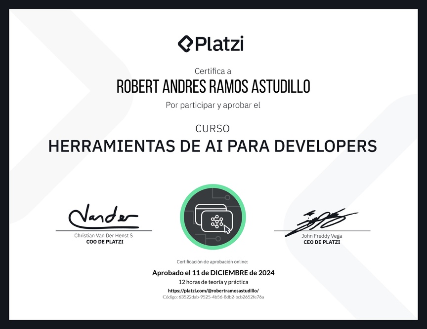 Diploma del Curso de Herramientas de AI para Devs