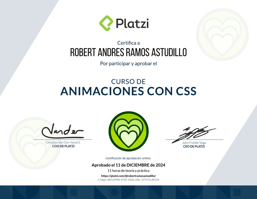 Diploma del Curso de Animaciones con CSS