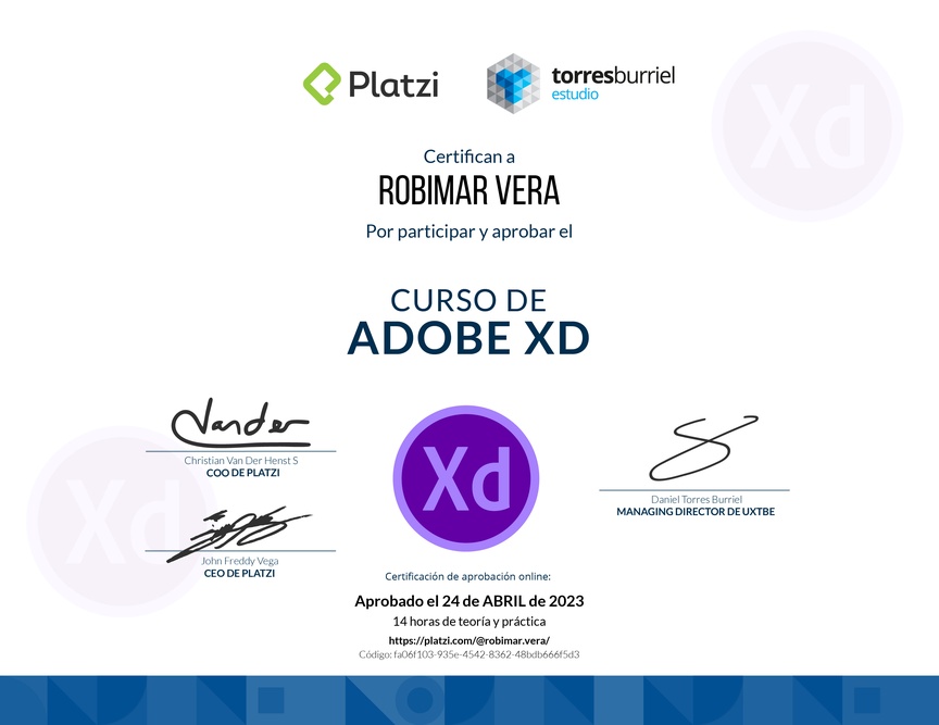 Diploma del Curso de Adobe XD