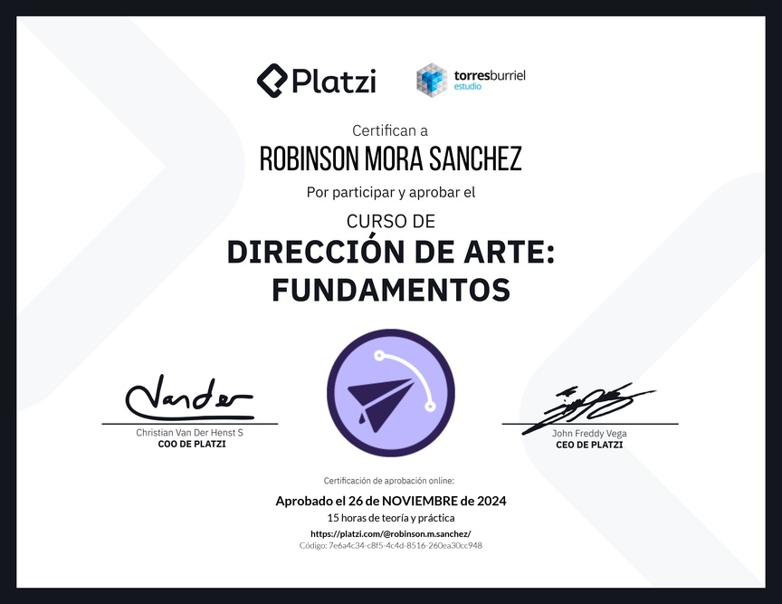 Diploma del Curso de Dirección de Arte: Fundamentos