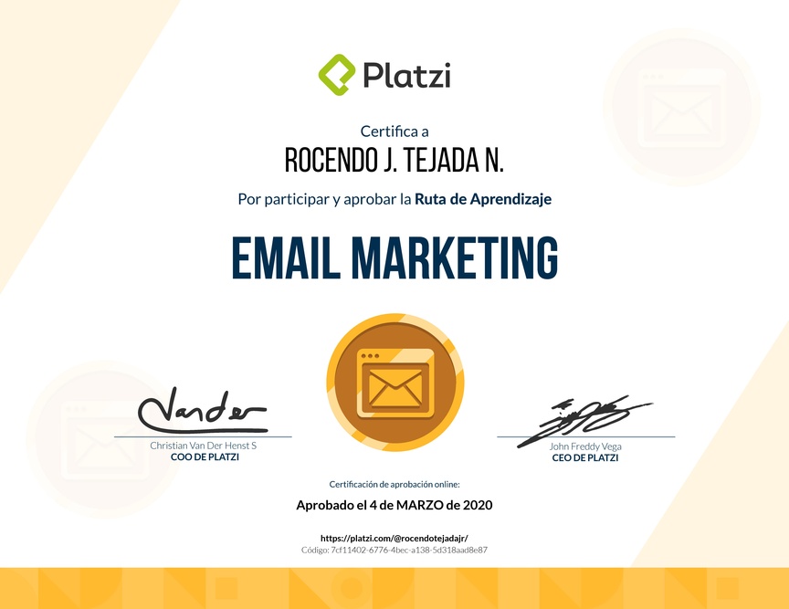 Diploma de la Ruta de Aprendizaje de Email Marketing