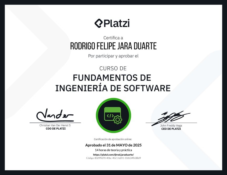Diploma del Curso de Fundamentos de Ingeniería de Software