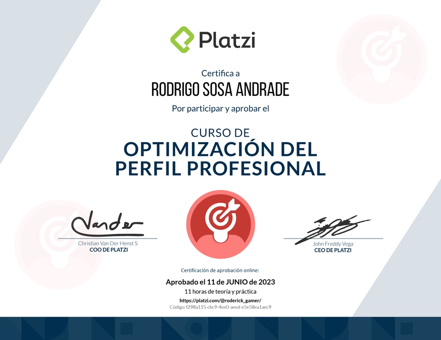 Diploma del Curso para Mejorar tu Perfil Profesional