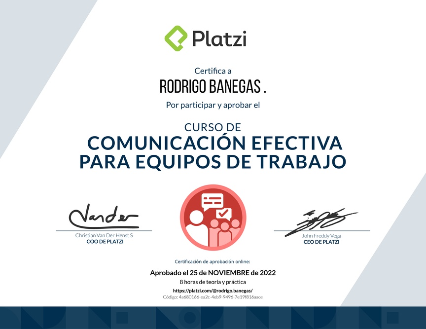 Diploma del Curso de Comunicación Efectiva para Equipos de Trabajo