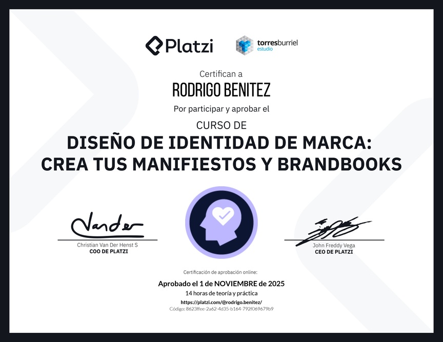 Diploma del Curso de Diseño de Identidad de Marca: Crea tus Manifiestos y Brandbooks