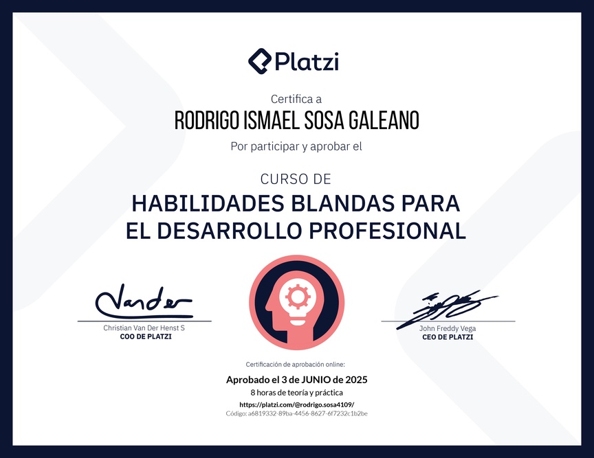 Diploma del Curso de Habilidades Blandas para el Desarrollo Profesional