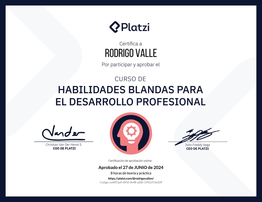 Diploma del Curso de Habilidades Blandas para el Desarrollo Profesional