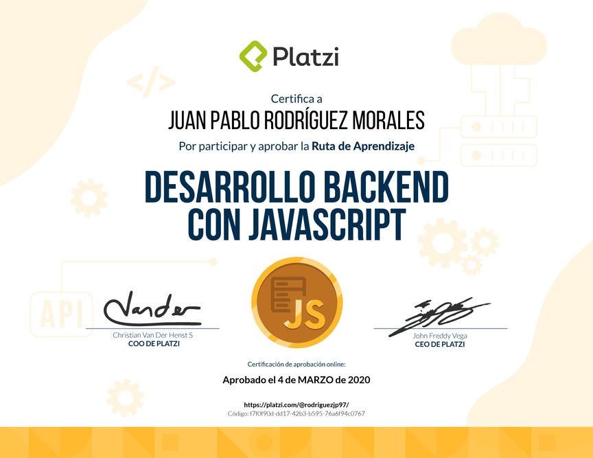 Diploma de la Ruta de Aprendizaje de Node.js: Desarrollo Backend con JavaScript