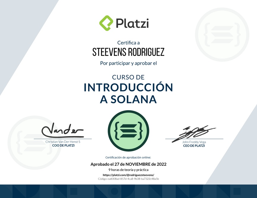 Diploma del Curso de Introducción a Solana