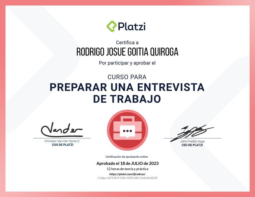 Diploma del Curso para Preparar una Entrevista de Trabajo