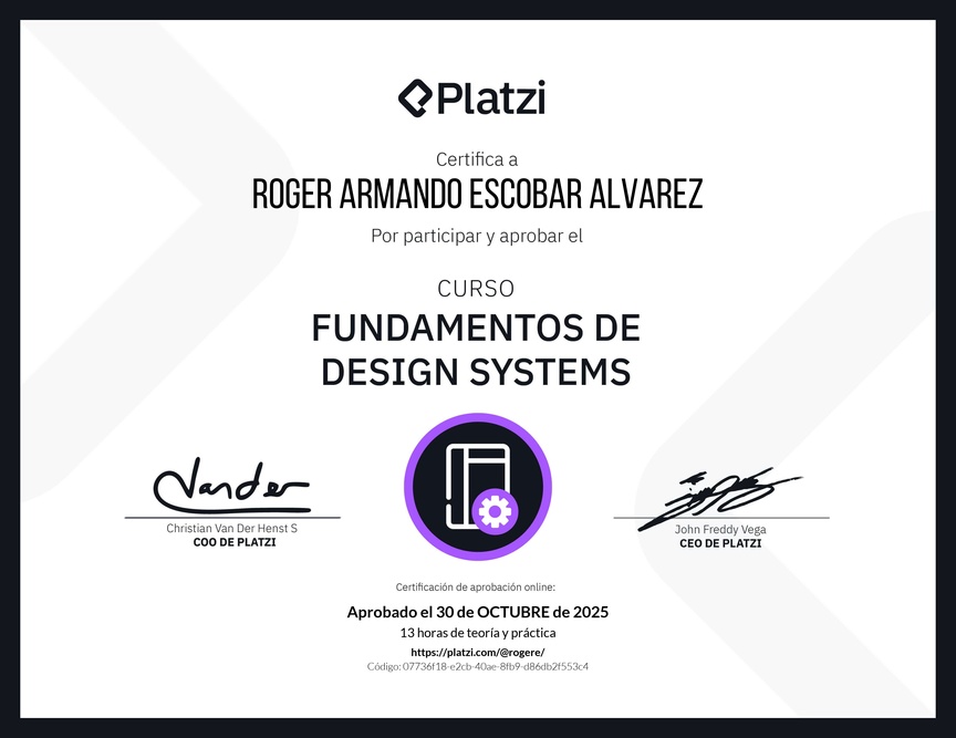 Diploma del Curso de Fundamentos de Design Systems