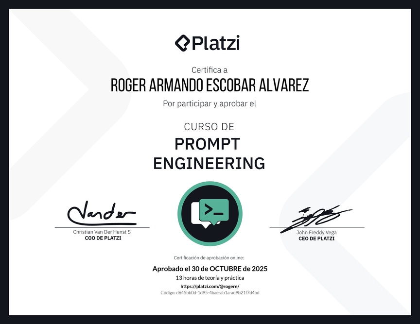 Diploma del Curso de Prompt Engineering