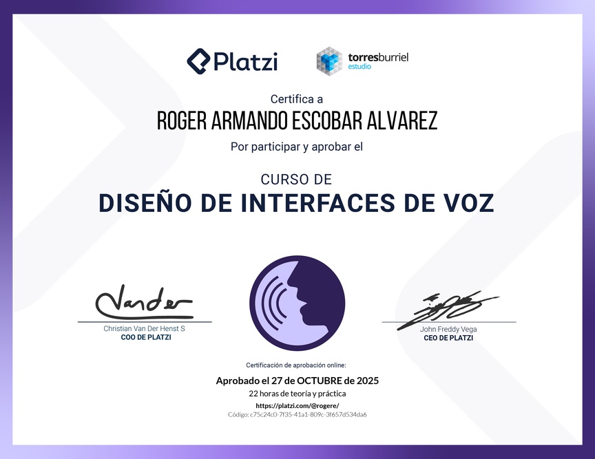 Diploma del Curso de Diseño de Interfaces de Voz