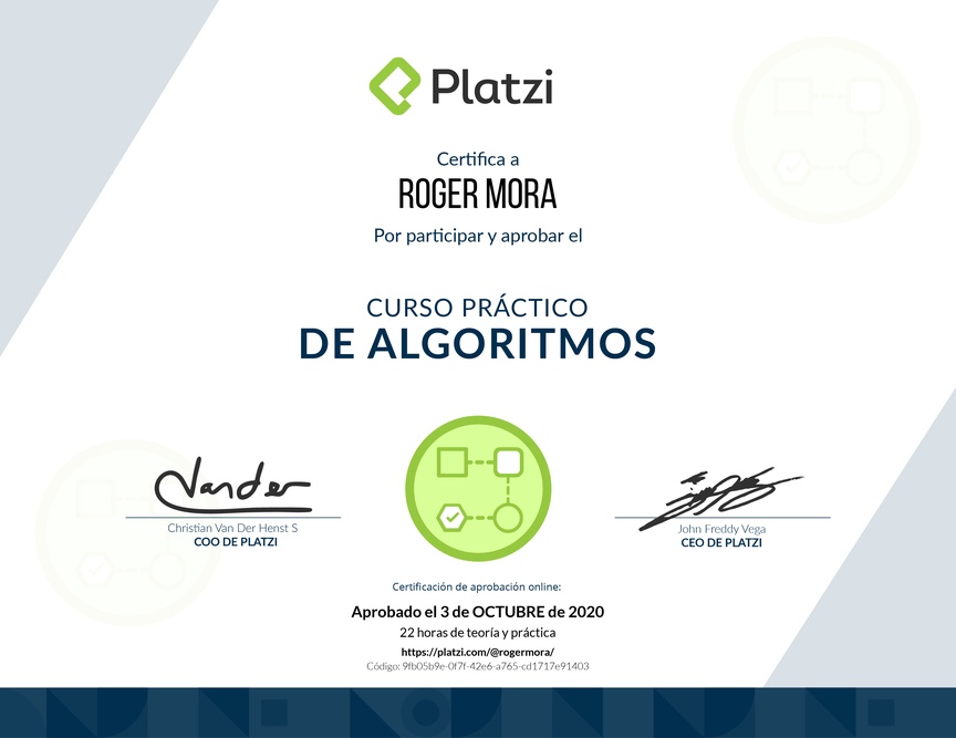 Diploma del Curso Práctico de Estructuras de Datos y Algoritmos