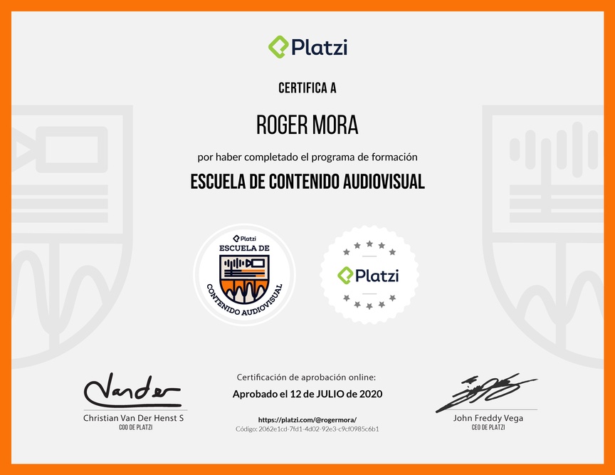 Diploma de la Ruta de Aprendizaje de Contenido Audiovisual
