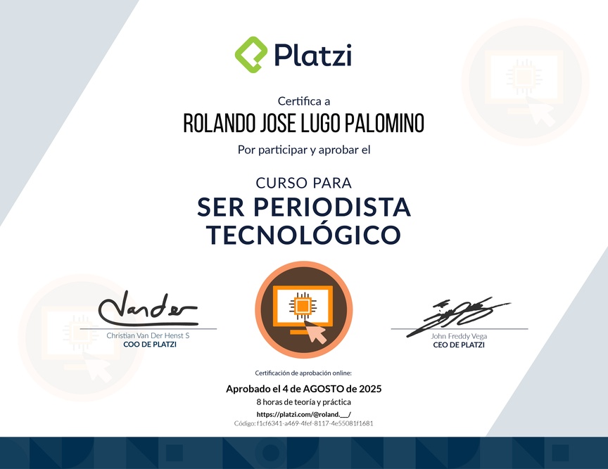 Diploma de Audiocurso para ser Periodista Tecnológico
