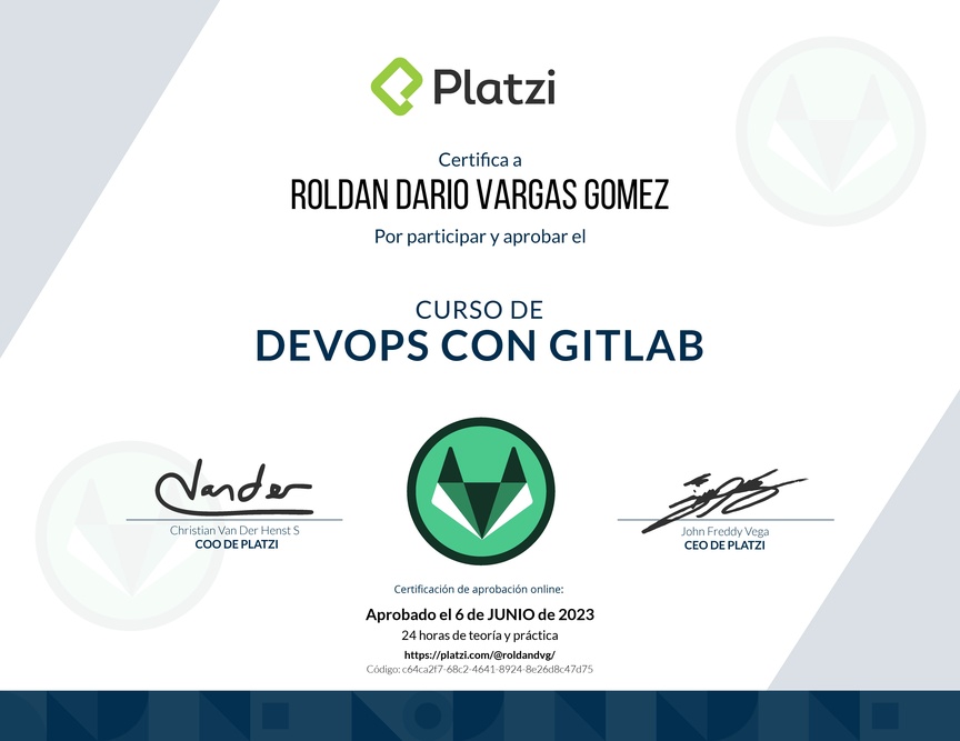 Diploma del Curso de DevOps con GitLab